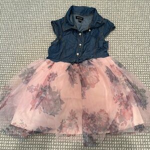 Zunie girls size 4 dress chambray top and floral tulle bottom